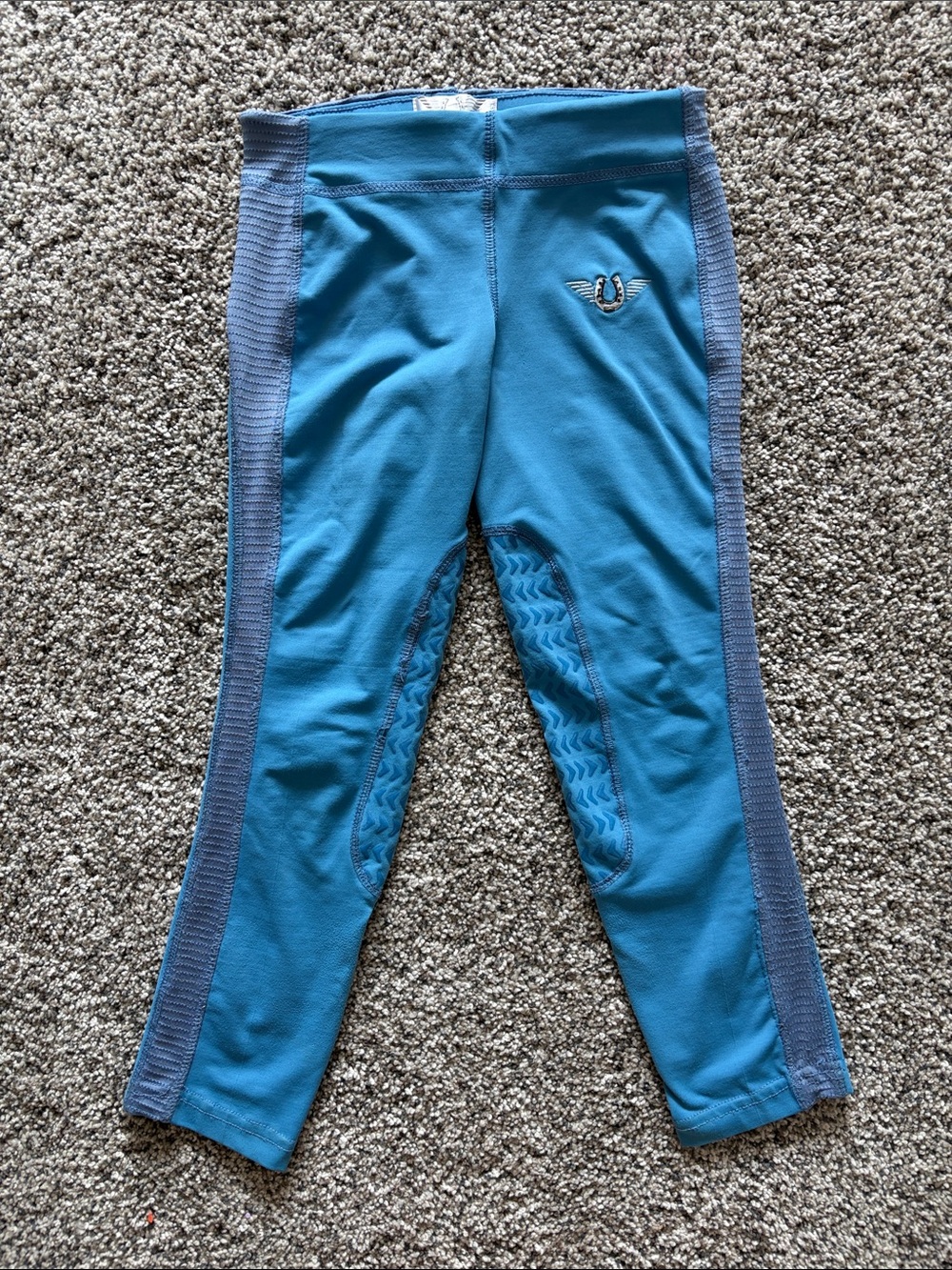 Youth Teal Equestrian Grip Leggings